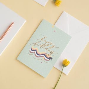 Happy Birthday Mint Greeting Card / Kartu Ucapan Letterist