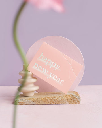 Happy New Year Peach Greeting Card